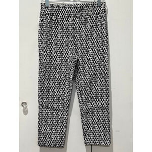 Women's PREMISE Black White Patterned stretch Ankle & Cropped Pants S
